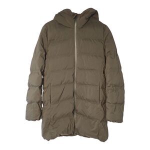 UNIQLO Down Coat Unisex M Hooded Long Lightweight Windproof Olive